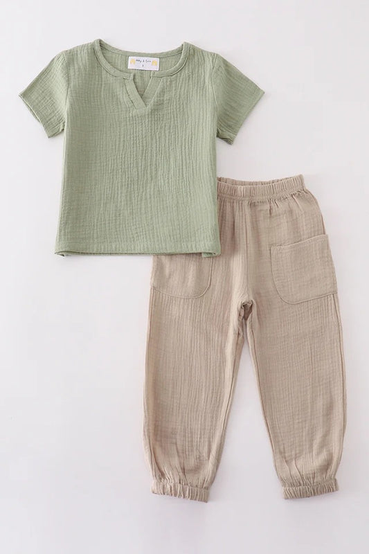 RTS Boys Sage Muslin Pants Set
