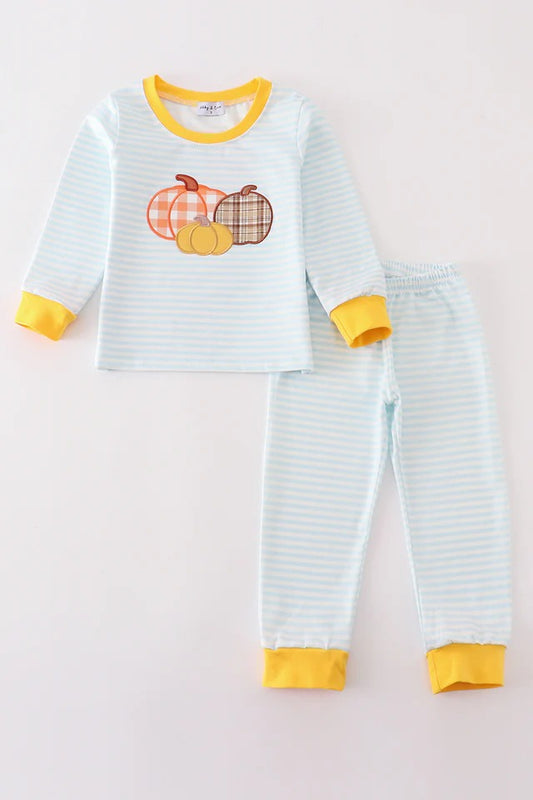 RTS Blue Striped Pumpkin Pants Set