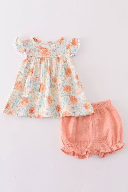 RTS Coral Floral Bloomer Set