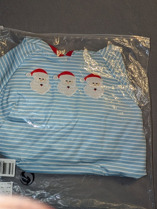 Striped Santa Hooded Top