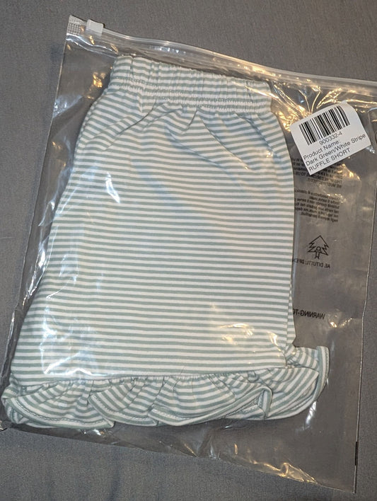 Dark Green Striped Shorts