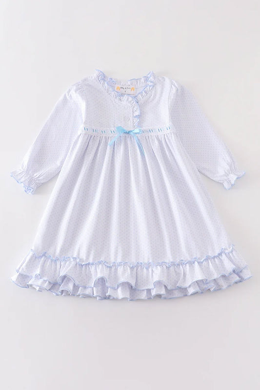 Blue Dot Ruffle Dress