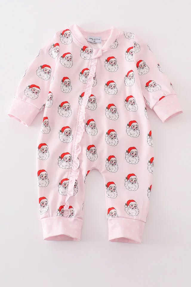 Pink Santa Ruffle Romper