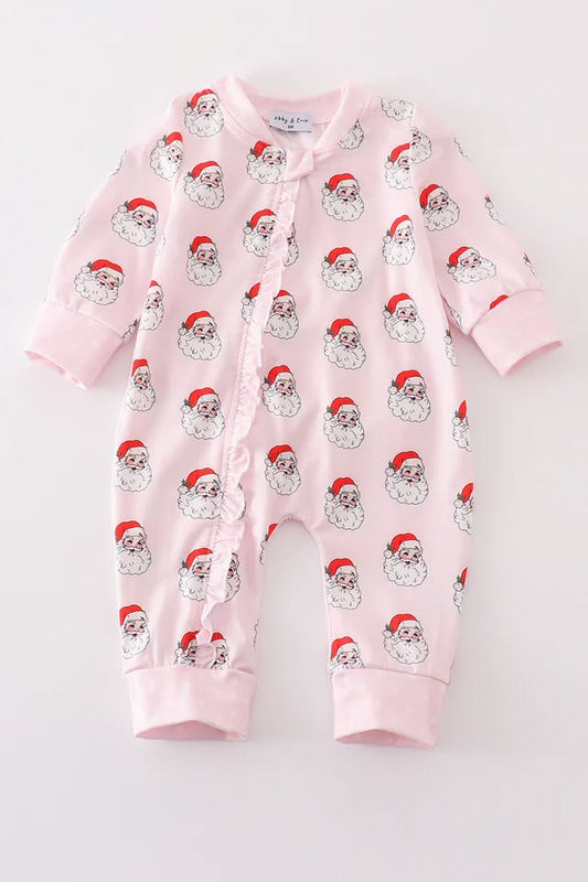 Pink Santa Ruffle Romper