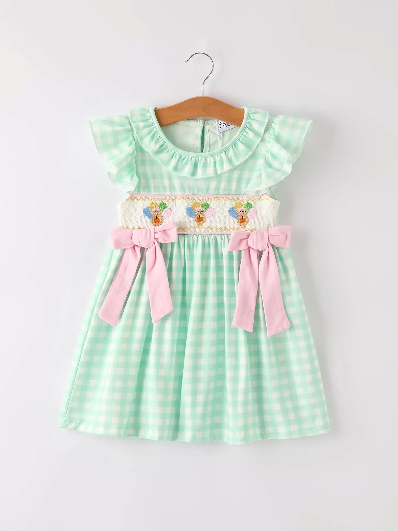 RTS Green Gingham Smocked Turkey Sets
