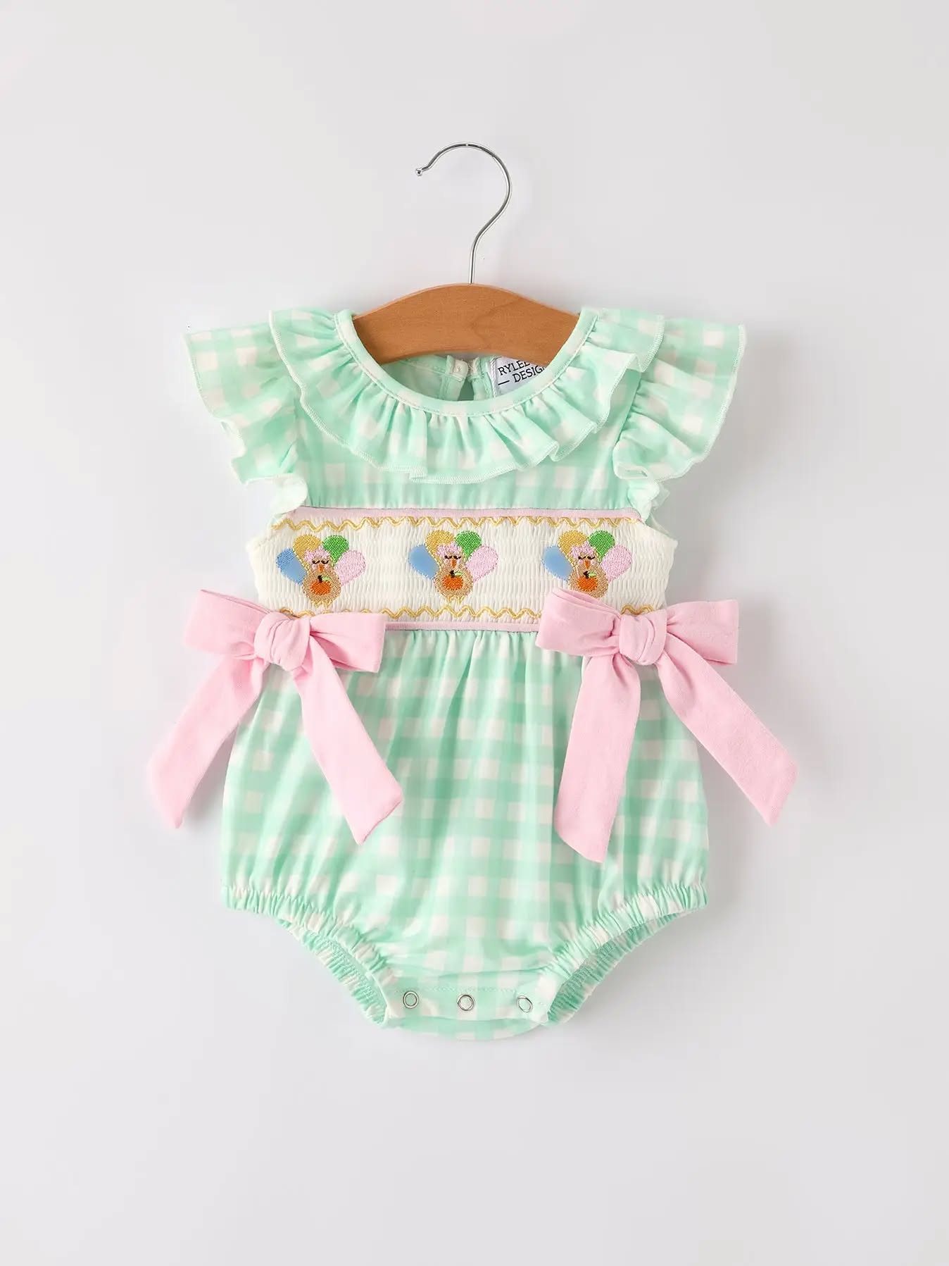 RTS Green Gingham Smocked Turkey Sets