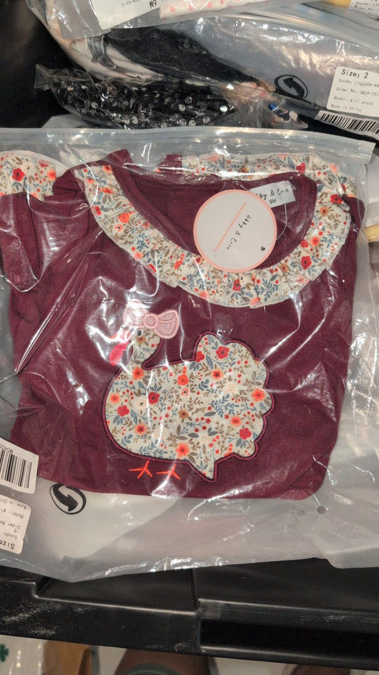 RTS Maroon & Floral Turkey Romper