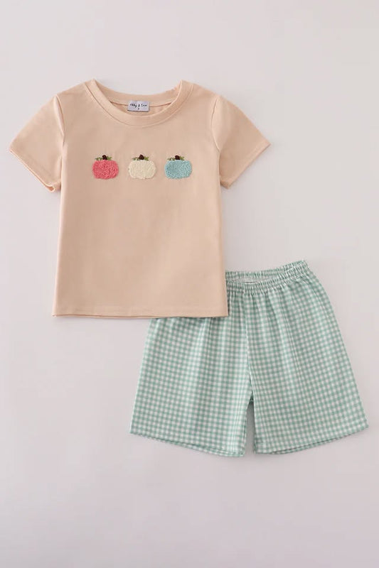 RTS French Knot Pumpkin Shorts Set