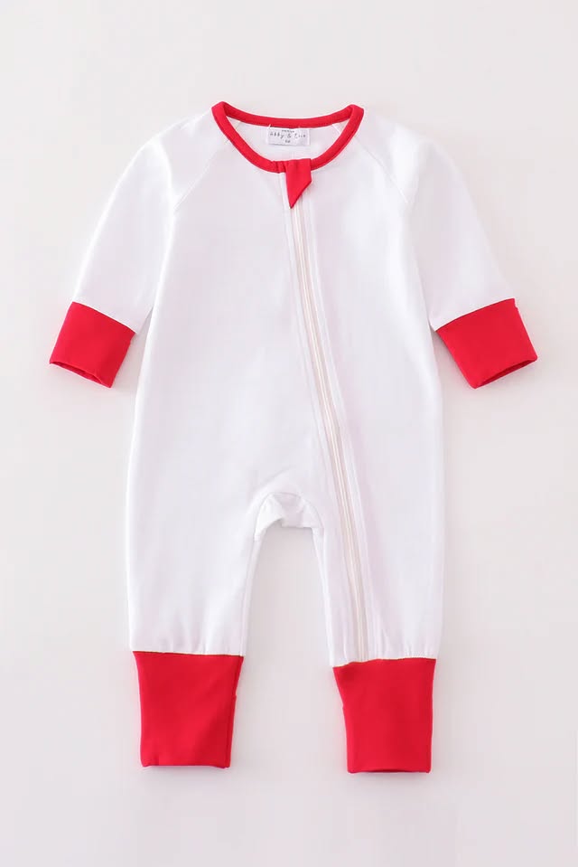 RTS White & Red Zip Rompers