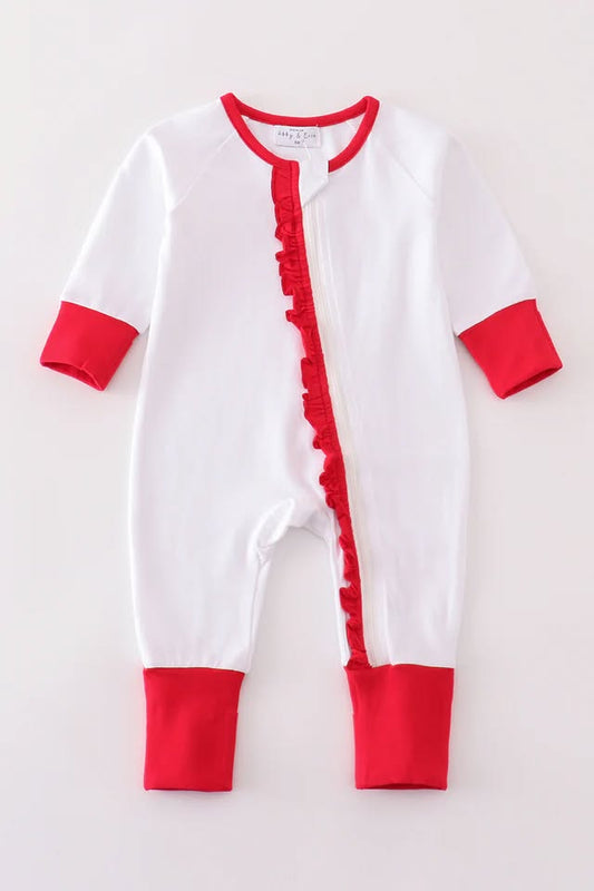 RTS White & Red Zip Rompers