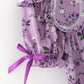 Purple Floral Girls Dress Bow Petal Collar Ruffle Hem Dress
