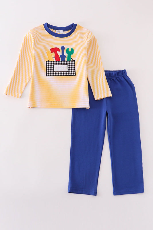 Yellow Stripe Tools Boy Pants Set