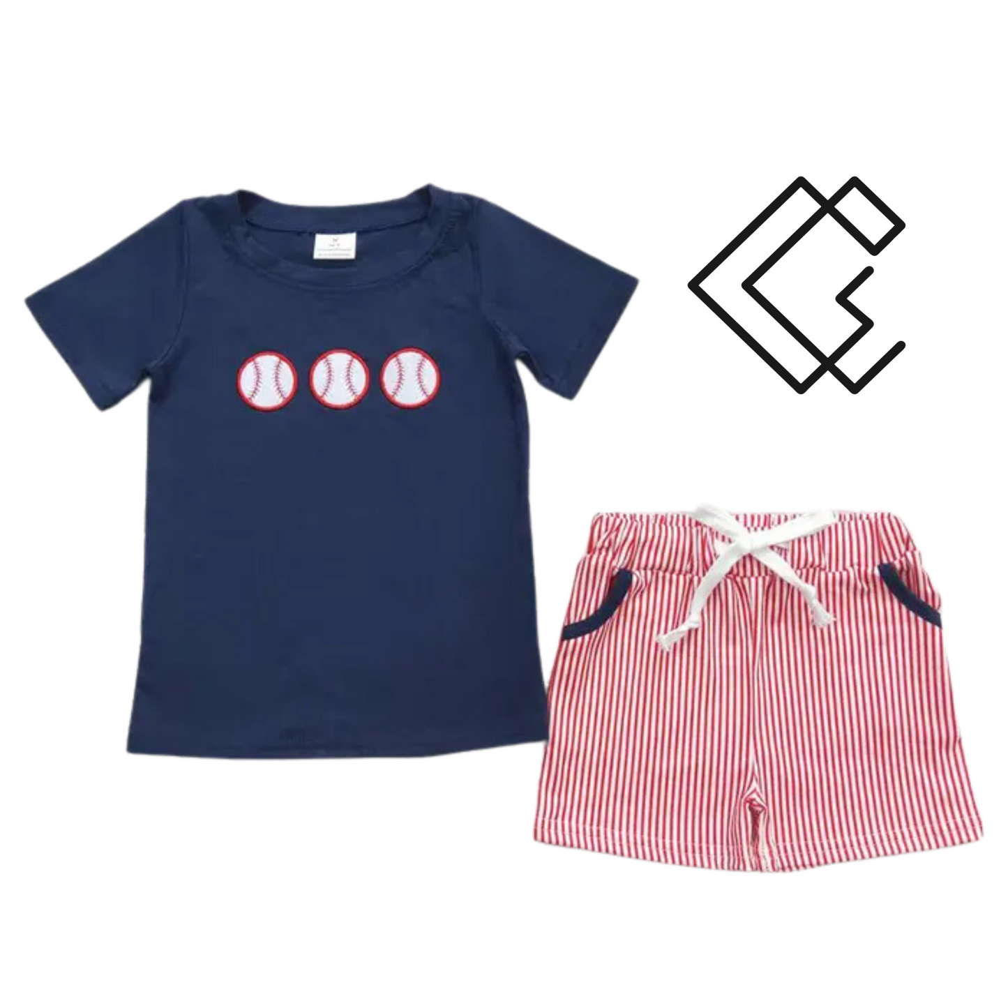 Blue and Red Plaid Baseball Sets