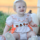 Thanksgiving Smocked Girls Dress Bloomer Set Turkey Embroidery