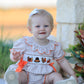 Thanksgiving Smocked Girls Dress Bloomer Set Turkey Embroidery