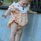 Thanksgiving Turkey Floral Lace Bubble Girls Romper