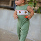 Fall Thanksgiving Chicken Smock Embroidered Green Boys Romper