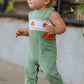 Fall Thanksgiving Chicken Smock Embroidered Green Boys Romper
