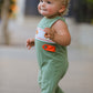 Fall Thanksgiving Chicken Smock Embroidered Green Boys Romper