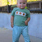 Fall Thanksgiving Turkey Smock Embroidered Green Plaid Boys 'Set