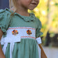 Fall Thanksgiving Turkey Smock Embroidered Green Plaid Boys 'Set