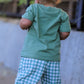 Fall Thanksgiving Turkey Smock Embroidered Green Plaid Boys 'Set