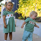 Fall Thanksgiving Turkey Smock Embroidered Green Plaid Boys 'Set