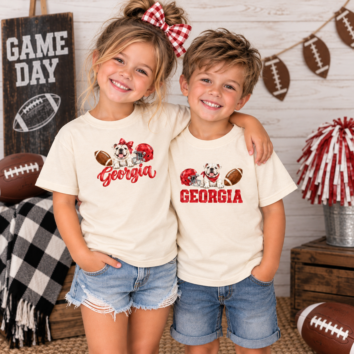 Georgia Game Day Shirt - Watercolor Classic Bulldog Youth Tee