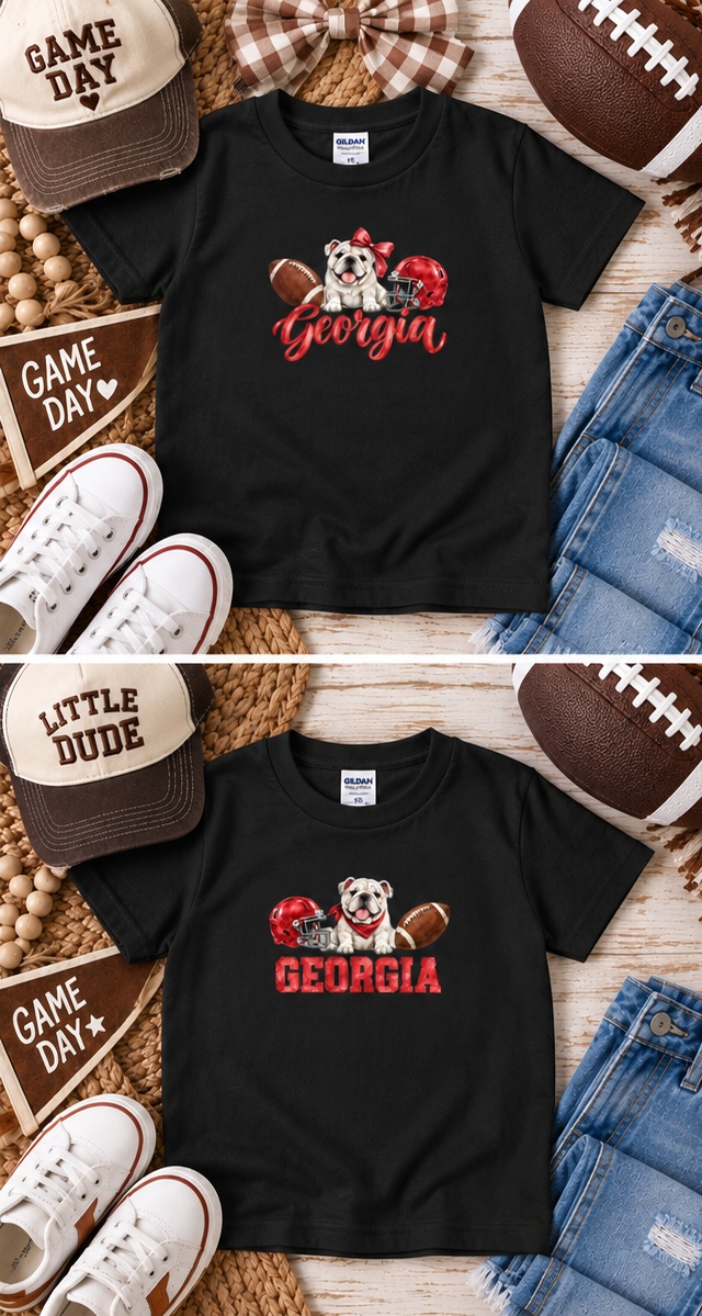 Georgia Game Day Shirt - Watercolor Classic Bulldog Toddler Tee