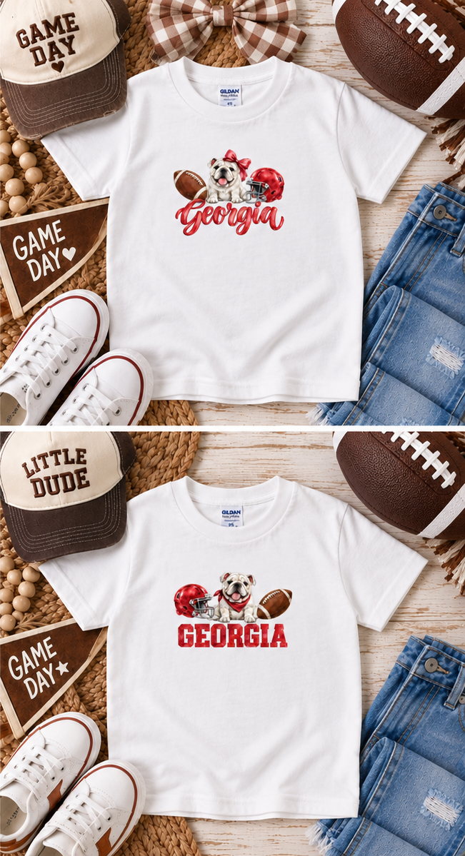 Georgia Game Day Shirt - Watercolor Classic Bulldog Toddler Tee