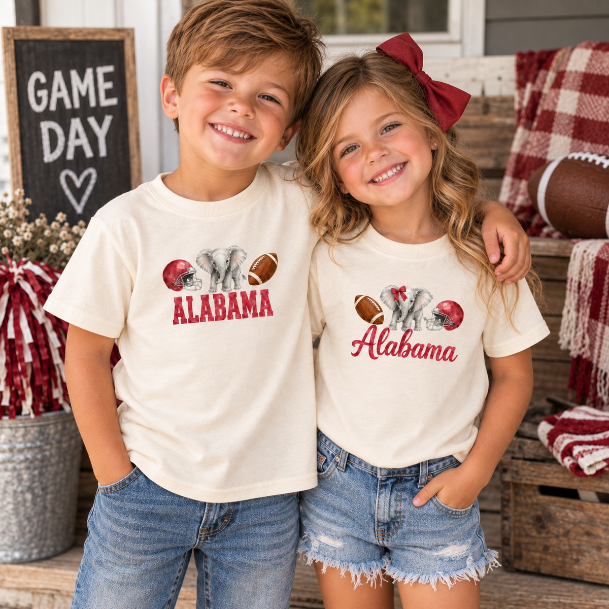 Alabama Game Day Shirt - Watercolor Classic Elephant Youth Tee