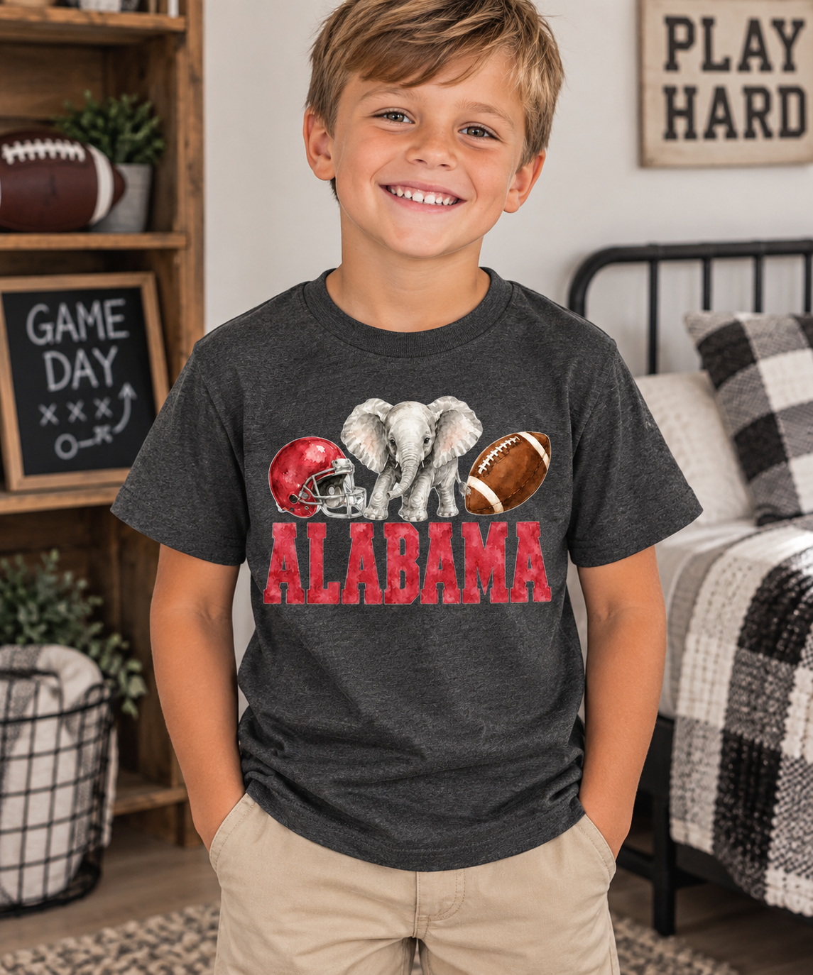 Alabama Game Day Shirt - Watercolor Classic Elephant Youth Tee