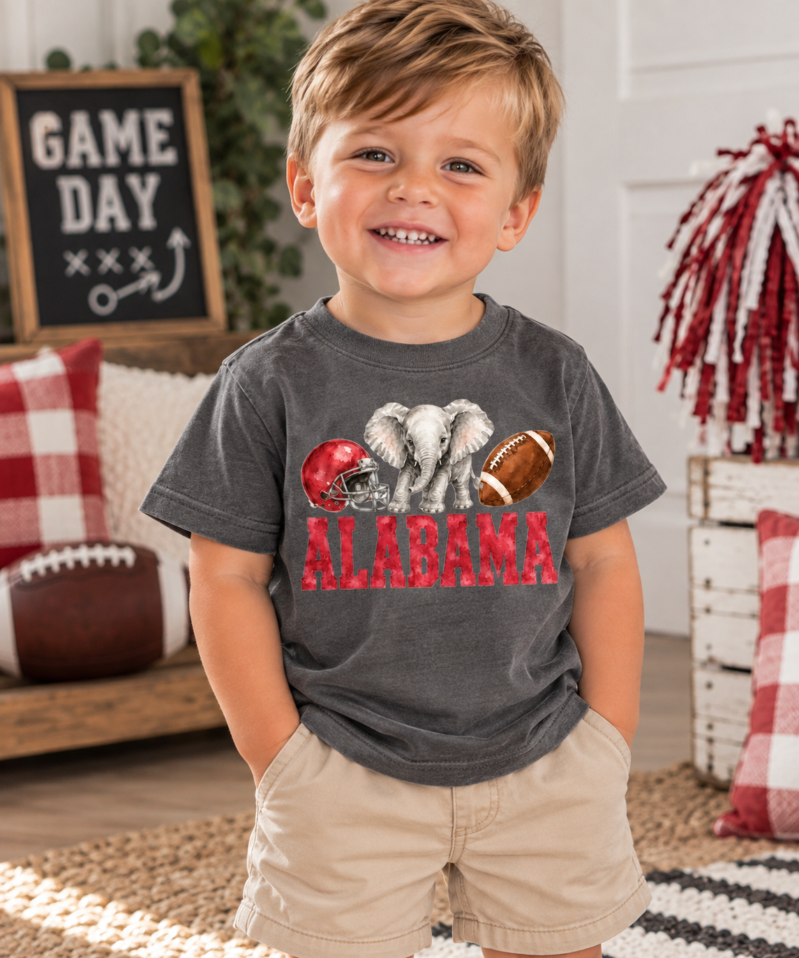 Alabama Game Day Shirt - Watercolor Classic Elephant Toddler Tee