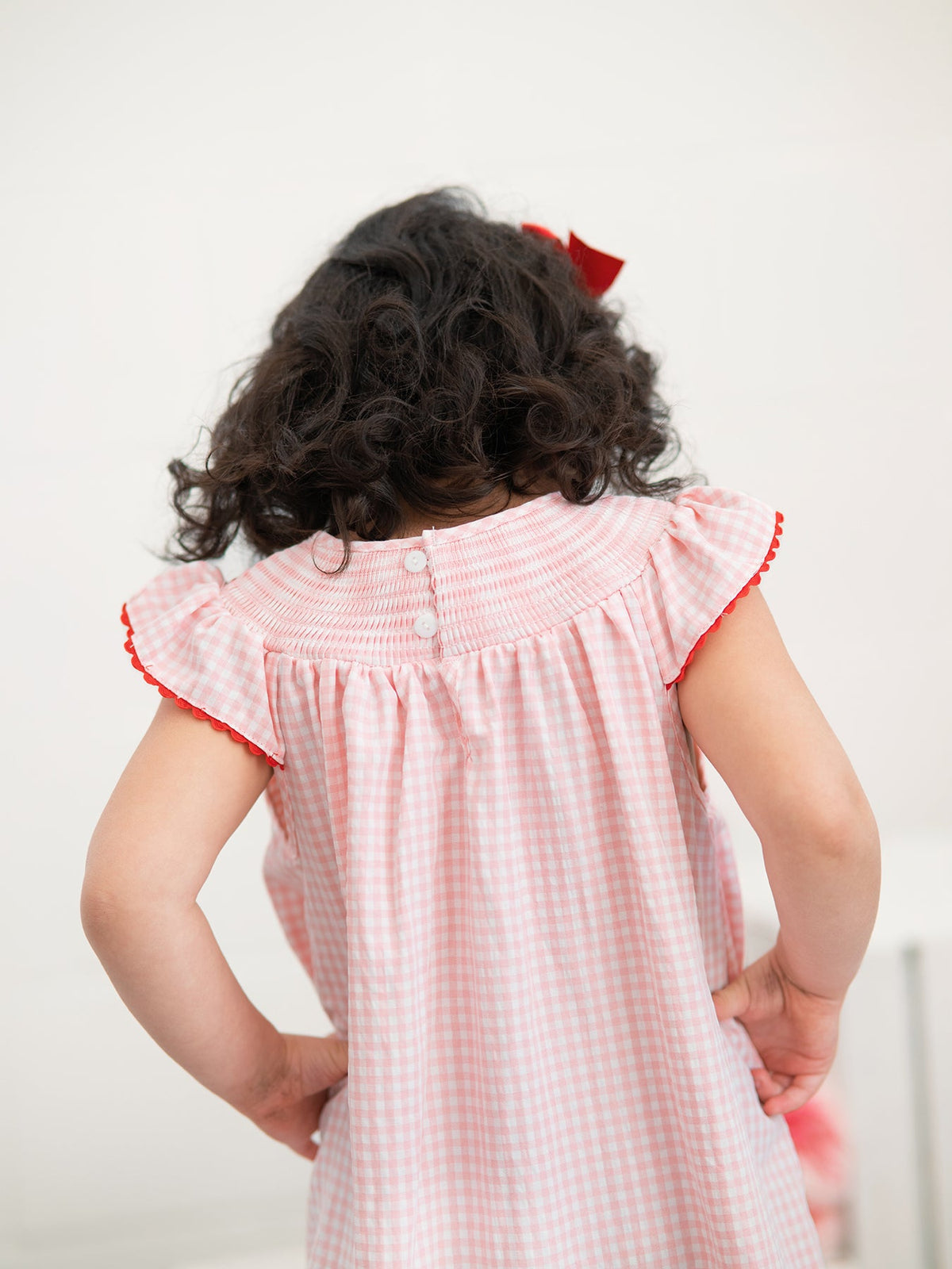 Baby Girls Strawberry Embroidered Plaid Smocked Dress