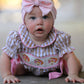 Fall Thanksgiving Lapel Plaid Chick Embroidery Smocking Bow Baby Girls Romper