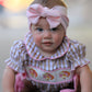 Fall Thanksgiving Lapel Plaid Chick Embroidery Smocking Bow Baby Girls Romper