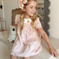 Halloween Pumpkin Applique Girls Puff Sleeve Dress