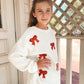 Mommy & Me Winter Girls Bow Sequins Pullover Sweater