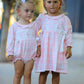Fall Pink Plaid Ruffle Ballet Shoe Embroidery Long Sleeve Romper