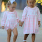Fall Pink Plaid Ruffle Ballet Shoe Embroidery Long Sleeve Dress