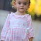 Fall Pink Plaid Ruffle Ballet Shoe Embroidery Long Sleeve Romper
