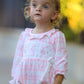Fall Pink Plaid Ruffle Ballet Shoe Embroidery Long Sleeve Romper