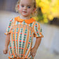 Fall Floral Stripe Baby Girls Romper Petals Collar Smocked