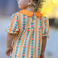 Fall Floral Stripe Baby Girls Romper Petals Collar Smocked