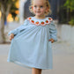 Halloween Thanksgiving Pumpkin Embroidery Girls Dress Peter Pan Collar