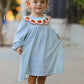 Halloween Thanksgiving Pumpkin Embroidery Girls Dress Peter Pan Collar