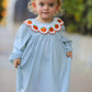 Halloween Thanksgiving Pumpkin Embroidery Girls Dress Peter Pan Collar