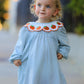 Halloween Thanksgiving Pumpkin Embroidery Girls Dress Peter Pan Collar