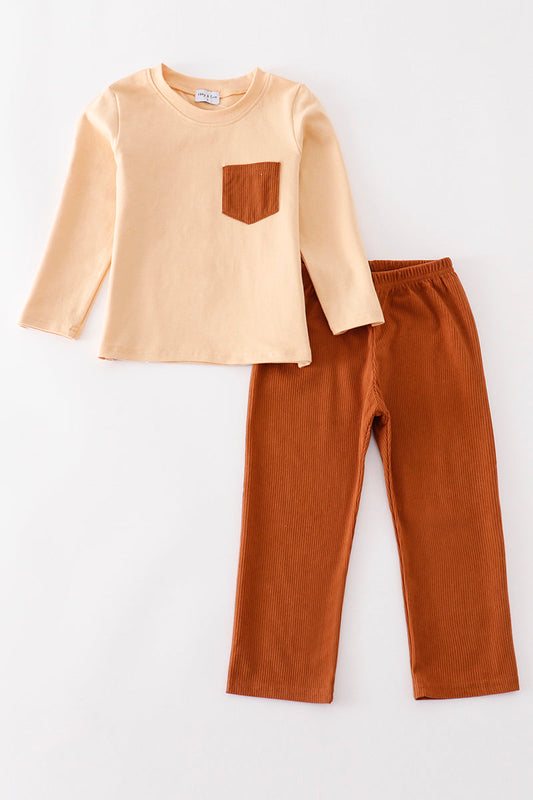 Brown Corduroy Pants Set