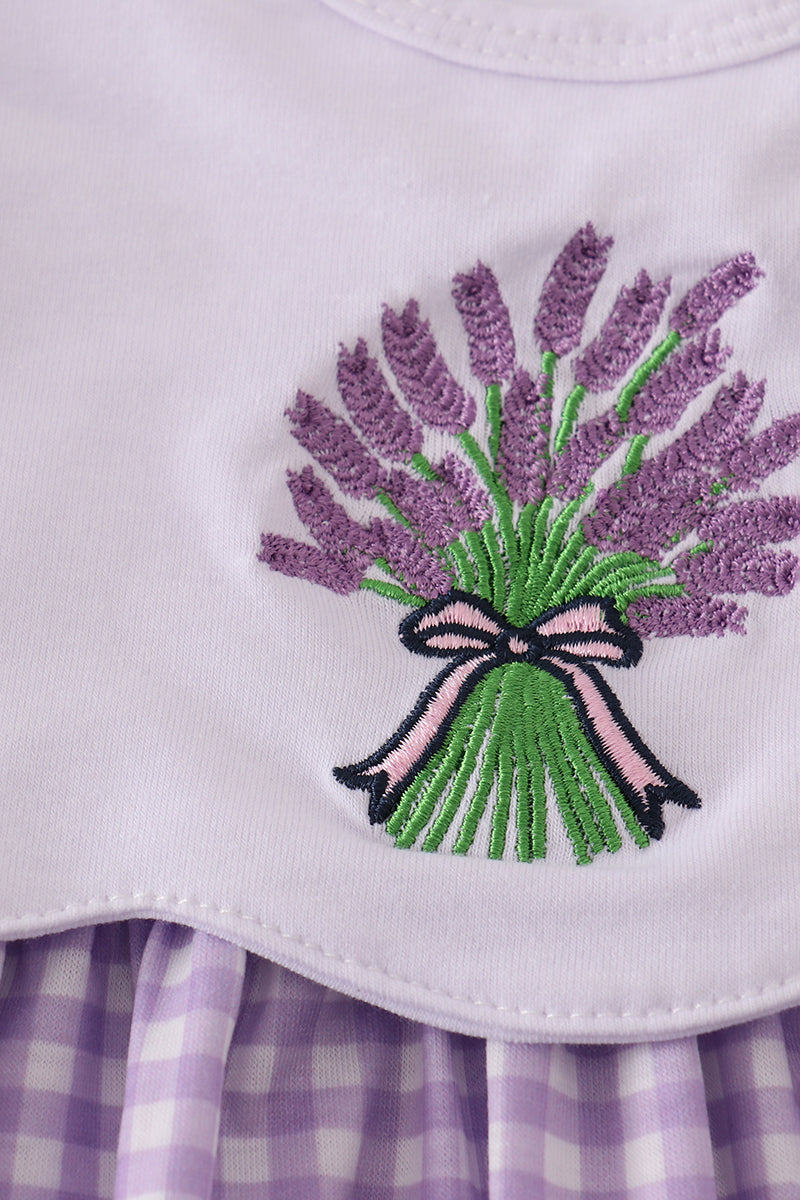 Lavender ribbon lace embroidery gingham bubble